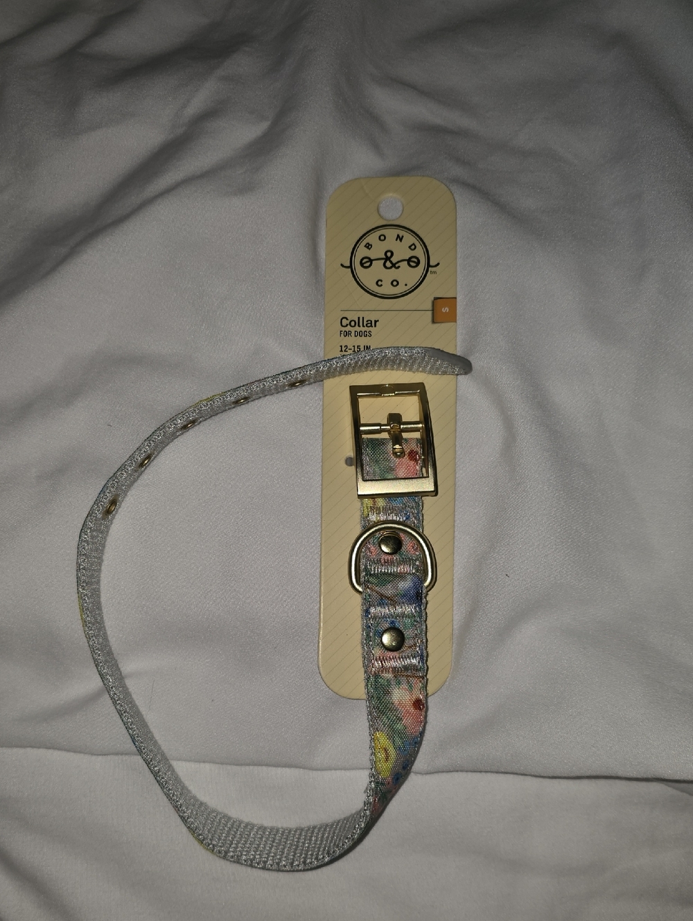 Bond & Co.  Watercolor Floral Dog Collar w Silver Buckle Size Small 12-15 Inches